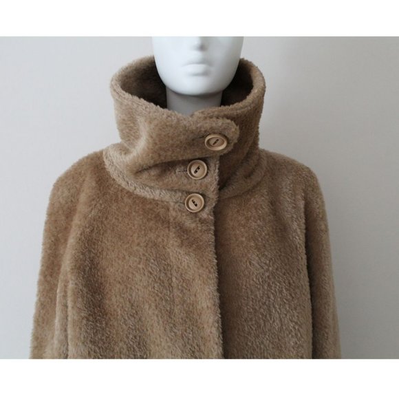 Max Mara Studio Gregory Teddy Alpaca and Wool Coat Size 14 Tan - Picture 4 of 10